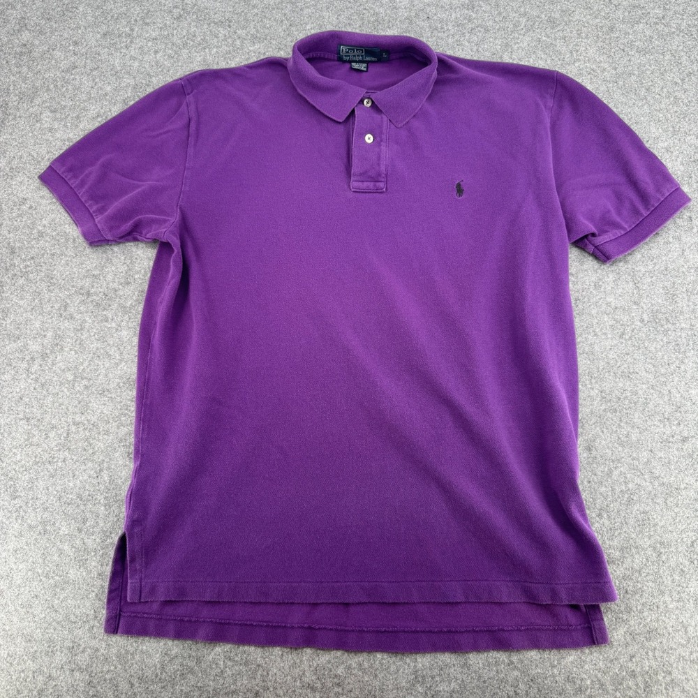 Polo Ralph Lauren Polo Mens Large Classic Fit Purple Pique Cotton EUC